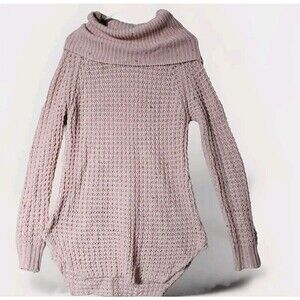 Pink Knit Tunic Sweater Womens Medium Cowl Neck Candy Speckled Chic Winterwear